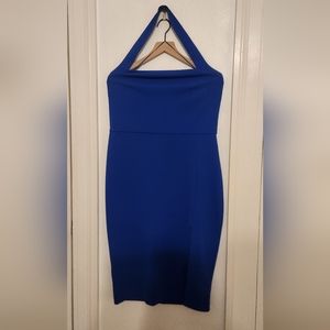 Cobalt Blue Express Halter Dress with Slit - Large
